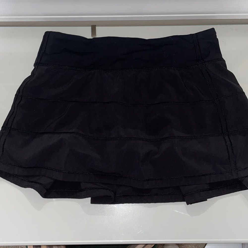 black lululemon long tennis skirt